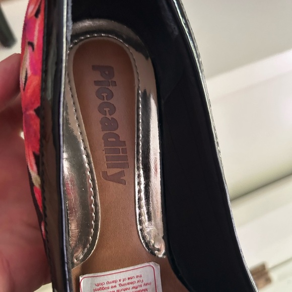 Picadilly Fashion Black and Pink Floral Heels 6 - Picture 6 of 16